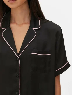 Best Satin-Schlafanzug Mit Nachthemd Und Shorts Damen Schlafanzüge