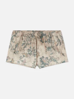 Satin-Schlafanzugshorts Mit Blumenmuster Damen Schlafanzughosen