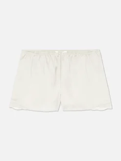 Online Schlafanzug-Shorts Aus Satin Mit Spitzenbesatz Damen Schlafanzughosen