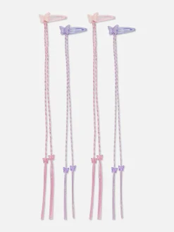 Schmetterlings-Haarspangen Mit Zopf, 4er-Pack Kinder Haarschmuck