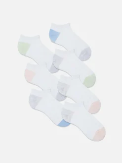 Outlet Söckchen Mit Kontrasteinsatz, 7er-Pack Damen Socken