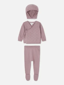 Online Set Aus Strick-Cardigan, Leggings Und Kappe Sets Und Outfits