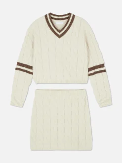 Discount Set Aus Strickpullover Und Rock Mit Zopfmuster Kinder Sets Und Outfits