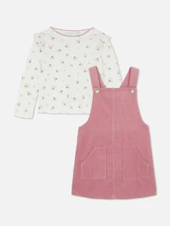 Clearance Set Aus T-Shirt Mit Blumenmuster Und Trägerkleid Aus Cord Kinder Sets Und Outfits