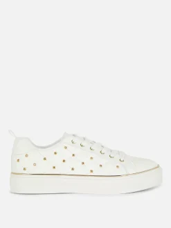 Hot Sneaker Mit Strassnieten Und Dicker Sohle Damen Sneakers