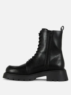 New Stiefeletten Mit Apron Toe Und Schnürung Damen Stiefel