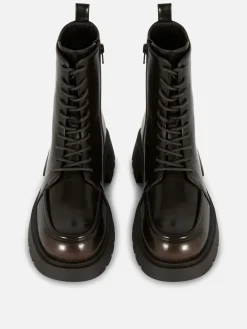 New Stiefeletten Mit Apron Toe Und Schnürung Damen Stiefel