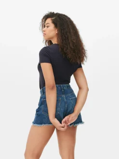 Clearance Stretch-T-Shirt Mit Rundhalsausschnitt Damen Tops Und T-Shirts