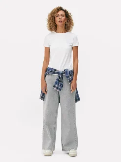 Clearance Stretch-T-Shirt Mit Rundhalsausschnitt Damen Tops Und T-Shirts