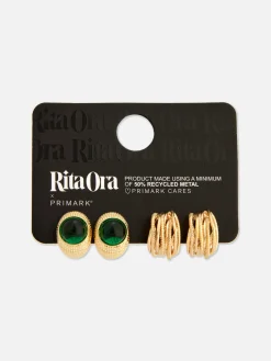 New Strukturierte „Rita Ora“ Creolen, 2er-Pack Damen Schmuck