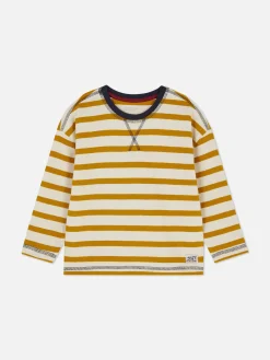 Sale Strukturiertes Langarm-T-Shirt Mit Streifen Kinder Tops Und T-Shirts