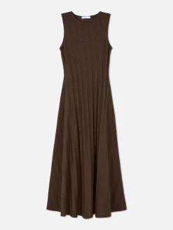 Clearance Strukturiertes, ärmelloses Maxikleid Mit Streifen Damen Kleider