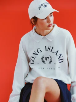 Online Sweatshirt Mit Kragen Und Grafik Damen Hoodies Und Sweatshirts