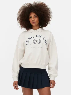 Online Sweatshirt Mit Kragen Und Grafik Damen Hoodies Und Sweatshirts