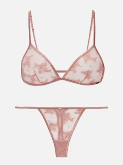 Hot „The Edit“ Spitzenunterwäsche Mit Triangel-Bralette Damen Dessous-Sets