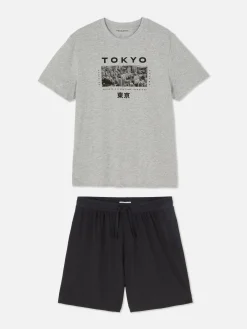 Hot „Tokyo“ Schlafanzug Mit T-Shirt Und Shorts Herren Schlafanzüge
