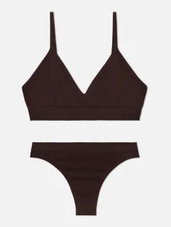 Hot Triangel-Bralette-BH Und Tanga Im Nahtlosen Set Damen Dessous-Sets