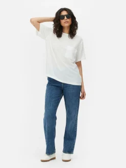 Best T-Shirt Mit Brusttasche Aus Leinengemisch Damen Blusen