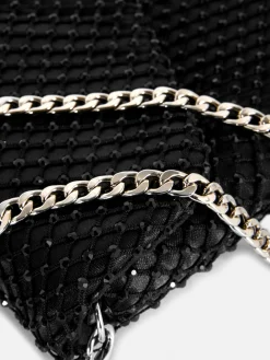 Hot Umhängetasche Aus Netzstoff Mit Strasssteinen Damen Taschen Und Portemonnaies