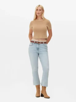 Hot Verkürzte Jeans Mit Ausgestelltem Bein Damen Denim|Jeans
