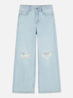 Outlet Zerrissene Denim-Jeans Mit Weitem Bein Kinder Jeans